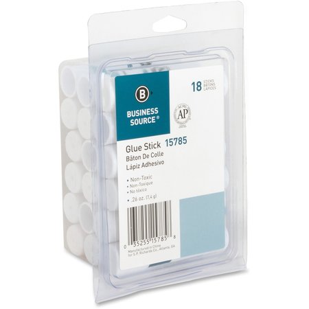 Business Source Value Pack Glue Sticks, 0.26 oz, White, PK18 15785
